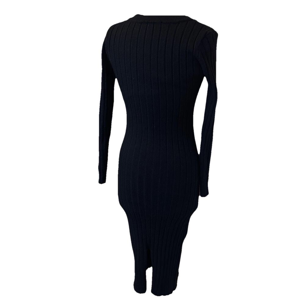 Lulus Women's The Best Yet Ribbed Bodycon Sweater Dress CG2 Black Size Medium - Picture 13 of 13